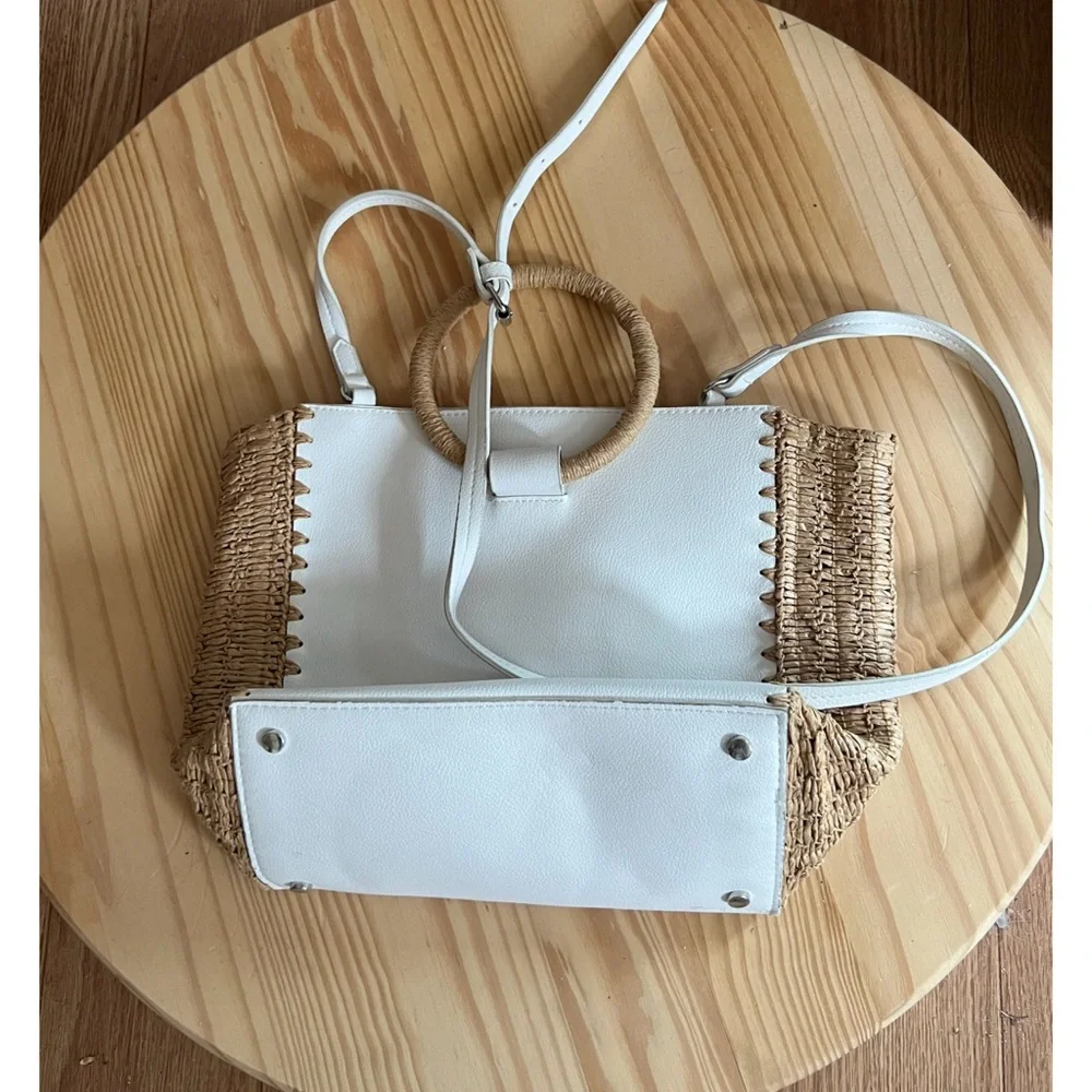 Zara White Crossbody Circle Handle Bag Boho - Picture 3 of 12